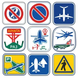 a bunch of different signs on a white background