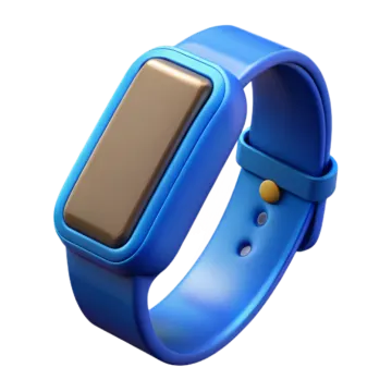 a blue smart watch on a white background