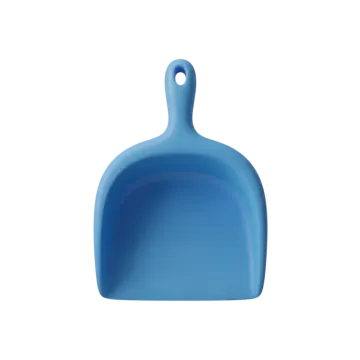 a blue plastic duster on a white background