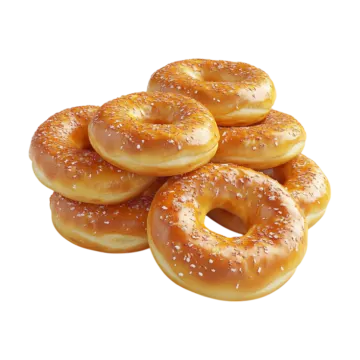 a pile of six glazed donuts
