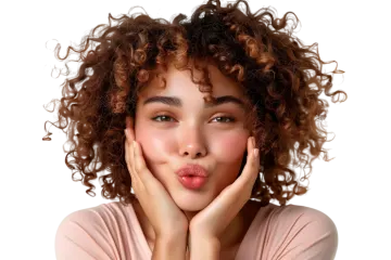a woman with curly hair