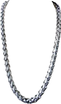 a silver chain on a white background