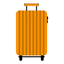 an orange suitcase with wheels