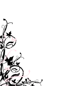a black and white floral background with pink flowers