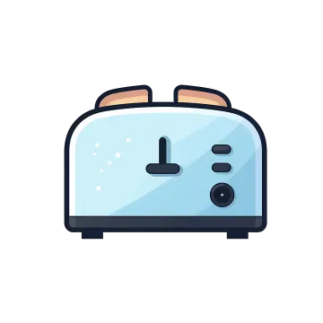 a blue toaster with two slices on it