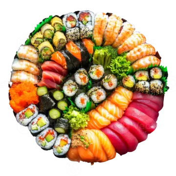 a plate filled with different types of sui