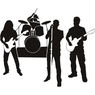 silhouettes of musicians and drummers