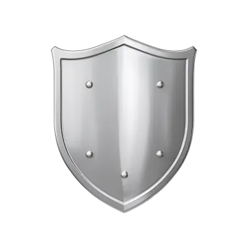 a silver shield on a white background