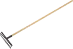 a shovel with wooden handle on a white background