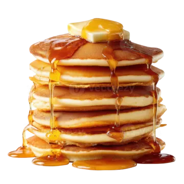 a stack of pancakes with syrup on top