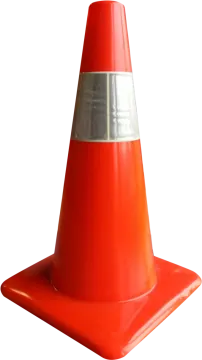 an orange traffic cone on a white background