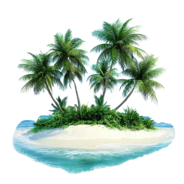 a tropical island with palm trees