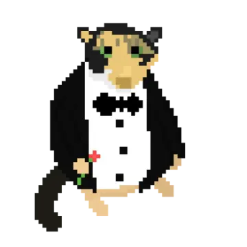 a pixeled image of a man in a tuxed suit