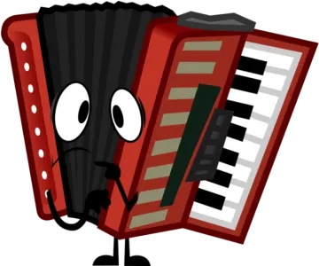 an accordion with a sad face