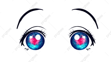 a pair of blue eyes with pink and blue stars on them