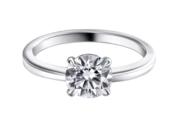 a white gold engagement ring with a single diamond