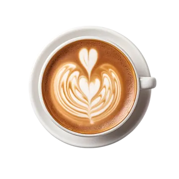 a cup of coffee on a white background