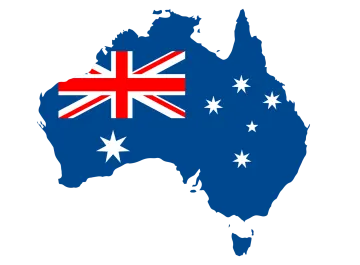 a map with the flag of australia