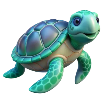 a green turtle with a blue shell on its back
