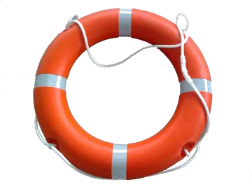 an orange life ring on a white background