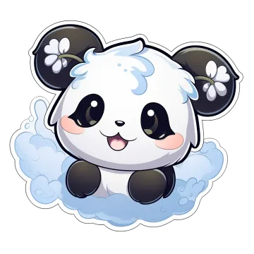 a cartoon panda sitting on top of a cloud