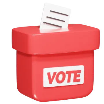 a red voting box with the word vote on it