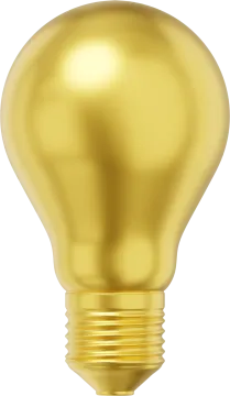 a golden light bulb on a white background