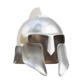 a silver helmet on a white background
