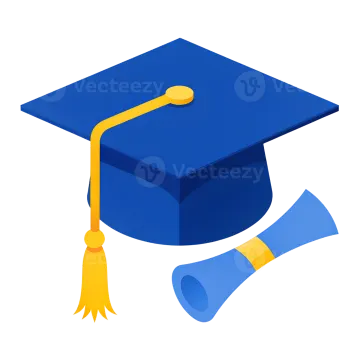a blue graduation cap with a yellow ta