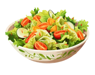 a bowl of salad with lete and tomatoes
