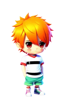 a cartoon character in a white shirt and green shorts