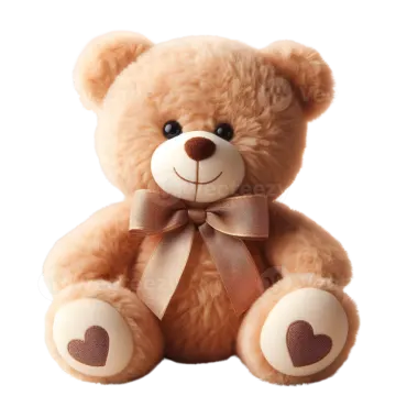 a teddy bear with a bow on it's neck