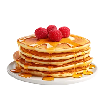a stack of pancakes on a white plate