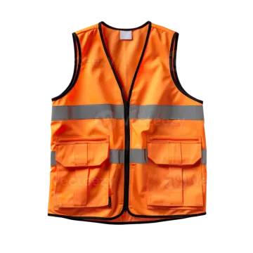 an orange safety vest on a white background