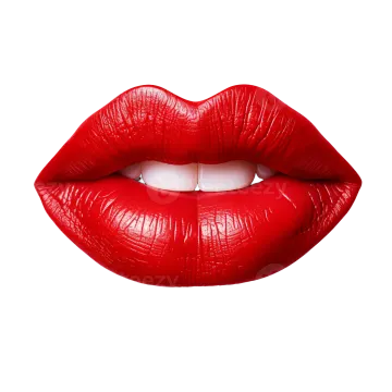 a close up of a red lipstick on a white background