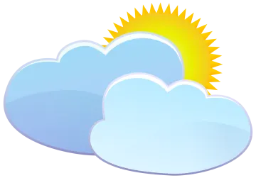 two clouds with the sun behind them
