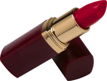 a red lipstick on a white background