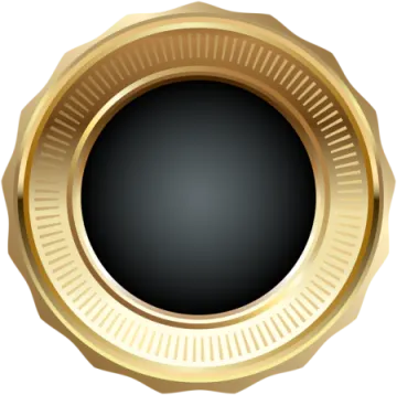 a gold medal with a black background