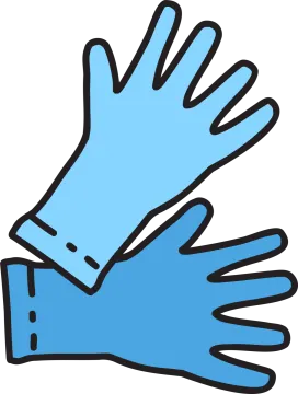 a pair of blue gloves on a white background