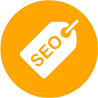 a yellow circle with the word seo on it