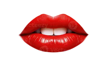 a woman's mouth with red lipstick