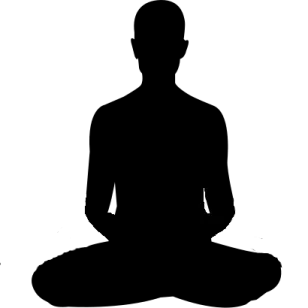 a silhouette of a person sitting in a yoga pose