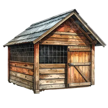 a watercolor sketch of an old outhouse