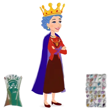 a cartoon character with a crown on his head