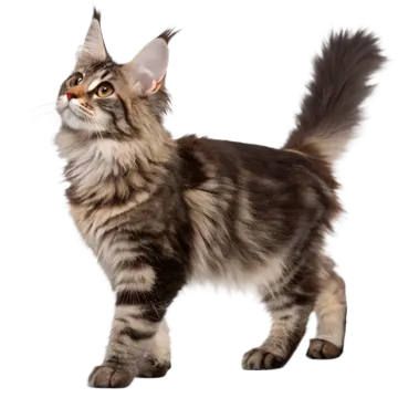 a cat is standing on a white background