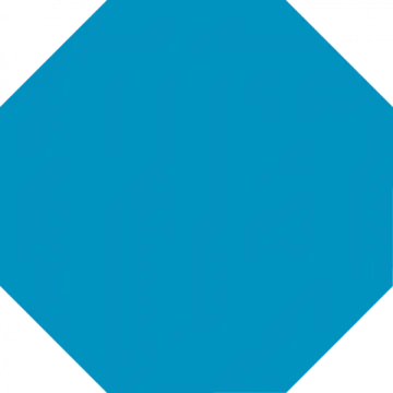 a blue hexagon with a white background