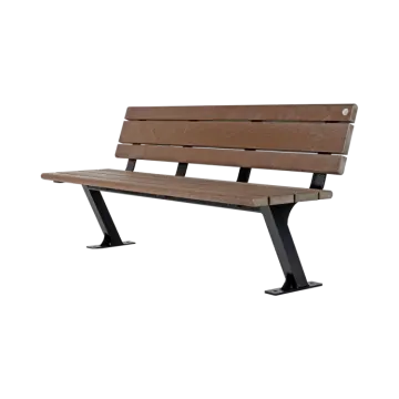 a wooden bench sitting on top of a metal stand