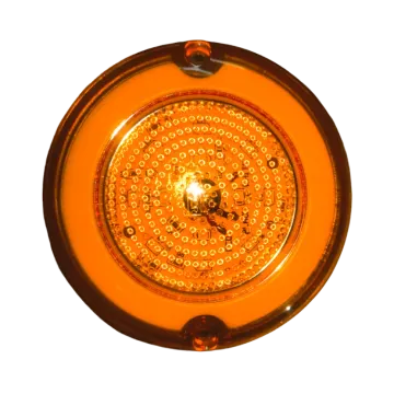 a close up view of an orange led light