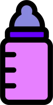 a purple and blue baby bottle