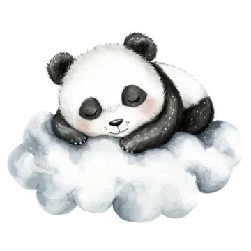 a panda sleeping on top of a cloud